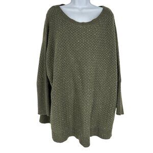 Lane Bryant Womens Basketweave Knit Green Dolman Sleeve Sweater Size 22/24
